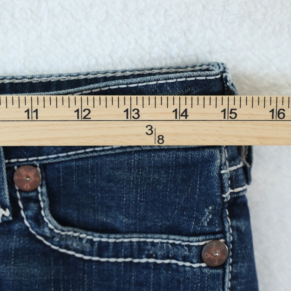 True Religion Josie Shorts Women's 28 Blue Dark Wash Denim Cuffed Flap Pockets - Picture 10 of 13